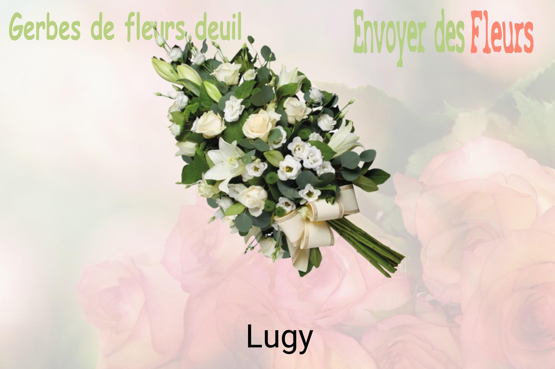 Gerbe de fleurs de deuil livrée à Lugy